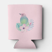 水彩画の鳥と花 缶クーラー (裏面)