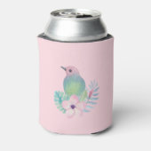 水彩画の鳥と花 缶クーラー (缶裏面)