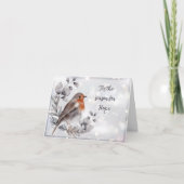 水彩画の鳥と雪のカスタム シーズンカード (正面)