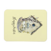 水彩画の鳥小屋の卵の巣　イースター マグネット (横)