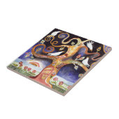 水彩画の鳩生命の樹 タイル (側面)