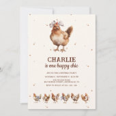 水彩画の鶏の農場の誕生日招待状 招待状 (正面)