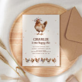 水彩画の鶏の農場の誕生日招待状 招待状