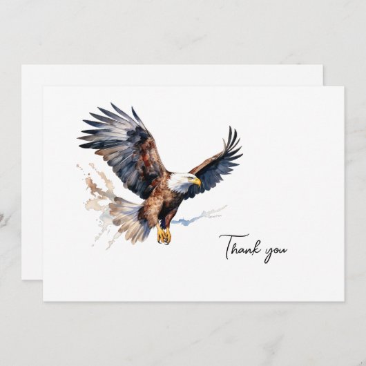 水彩画の鷹の葬儀お礼カード サンキューカード (正面/裏面)
