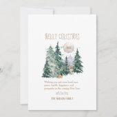 水彩画の鹿の森のフラットなホリデーカード シーズンカード (正面)