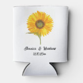 水彩画の黄色いひまわりと花の自然なウェディング 缶クーラー (正面)