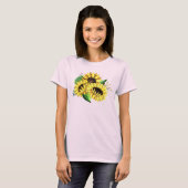 水彩画の黄色いひまわりの花束 Tシャツ (正面フル)