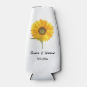 水彩画の黄色いひまわり 花の自然 ウェディング ボトルクーラー (正面)