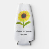 水彩画の黄色いひまわり 花の自然 ウェディング ボトルクーラー (正面)