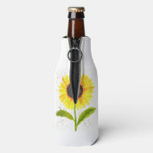 水彩画の黄色いひまわり 花の自然 ウェディング ボトルクーラー (ボトル裏面)