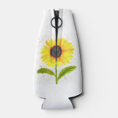 水彩画の黄色いひまわり 花の自然 ウェディング ボトルクーラー (裏面)