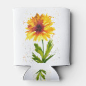 水彩画の黄色いひまわり 花 自然 かわいい 缶クーラー (裏面)