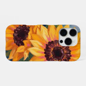 水彩画の黄色いひまわり iPhoneケース (裏面横)