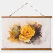 水彩画の黄色いバラ 吊り下げ型タペストリー (正面)