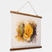 水彩画の黄色いバラ 吊り下げ型タペストリー (傾斜あり)