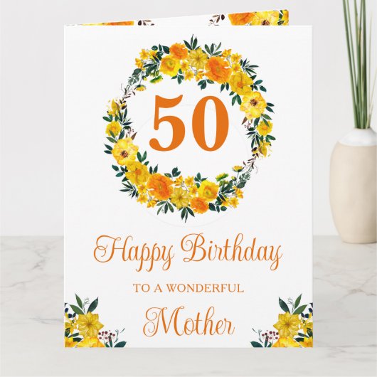 水彩画の黄色い夏の花の誕生日 カード (正面)