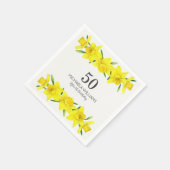 水彩画の黄色い水仙の花 50歳の誕生日パーティー スタンダードカクテルナプキン (角)
