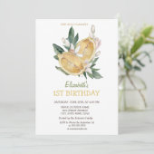 水彩画の黄色のレモン植物 招待状 (スタンド正面)