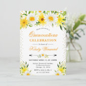 水彩画の黄色の花とデイジー クイーンセアニエラ 招待状 (スタンド正面)