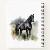 水彩画の黒い牡馬、カスタマイズ可能 ノートブック (裏面)