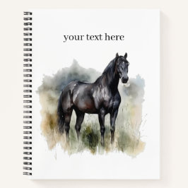 水彩画の黒い牡馬、カスタマイズ可能 ノートブック