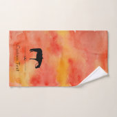 水彩画の黒い西部の馬のシルエット バスタオルセット (ハンドタオル)