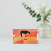 水彩画の黒い西部の馬のシルエット 名刺 (スタンド正面)