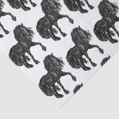 水彩画の黒いFriesianの馬のティッシュ 薄葉紙 (詳細)