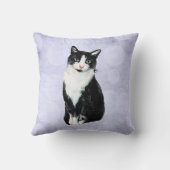 水彩画の黒く及び白いタキシード猫 クッション (裏面)