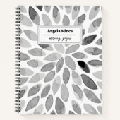 水彩画の黒と白のパーソナライズ可能 ノートブック (正面)