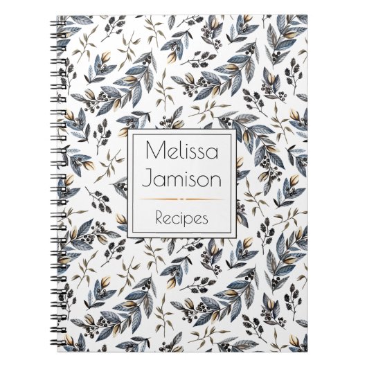水彩画の黒は果実にモノグラムのレシピ|を残します ノートブック (正面)