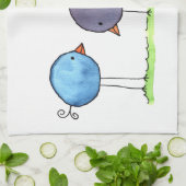 水彩画の３羽の鳥 キッチンタオル (折り畳み)
