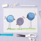 水彩画の３羽の鳥 薄葉紙 (クラフト)