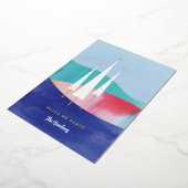 水彩画の3つの木のホリデーカード（箔仕上げ） 箔シーズンカード (回転した状態)