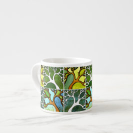 水彩画の4本の手によって切り分けられる木およびペン及びインク エスプレッソカップ