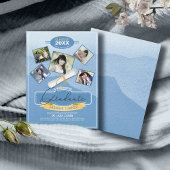 水彩画の5枚の写真Graduate Blue ID892 招待状