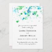 水彩画の(ばちゃばちゃ)跳ねるの結婚式招待状 招待状 (正面/裏面)