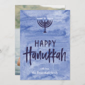 水彩画の（ユダヤ教）メノラーのハヌカーの平らな写真カード シーズンカード (正面/裏面)