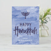 水彩画の（ユダヤ教）メノラーのハヌカーの平らな写真カード シーズンカード (スタンド正面)