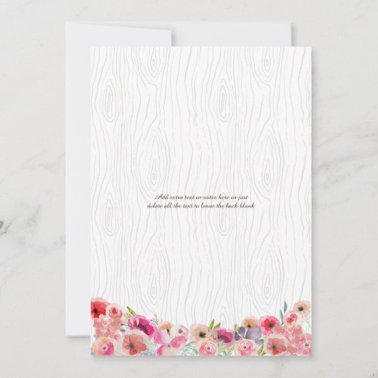 水彩画の(雄ジカの)枝角の花のフェイクなBoisのブライダルシャワー 招待状 (裏面)