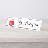 水彩画のAppleのパーソナライズな先生の名札 デスクネームプレート (正面)