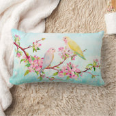 水彩画のAppleの花および愛鳥のクッション ランバークッション (ブランケット)