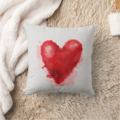 水彩画のblood redバレンタインのハートのゴシック様式芸術 クッション (ブランケット)