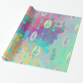 水彩画のBohoの種族の上品は矢の紙に羽をつけます ラッピングペーパー (アンロールド)