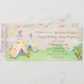 水彩画のBohoの種族の結婚式の素朴なテント小屋 招待状 (正面/裏面)