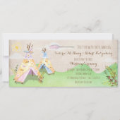 水彩画のBohoの種族の結婚式の素朴なテント小屋 招待状 (正面)