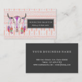 水彩画のBullのスカルの羽および矢のアズテック人 名刺 (正面/裏面)