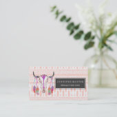 水彩画のBullのスカルの羽および矢のアズテック人 名刺 (スタンド正面)