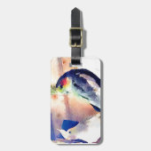 水彩画のCockatiel ラゲッジタグ (正面縦)