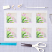 水彩画のDecoupageのためのピンクのチューリップのタイル 薄葉紙 (クラフト)